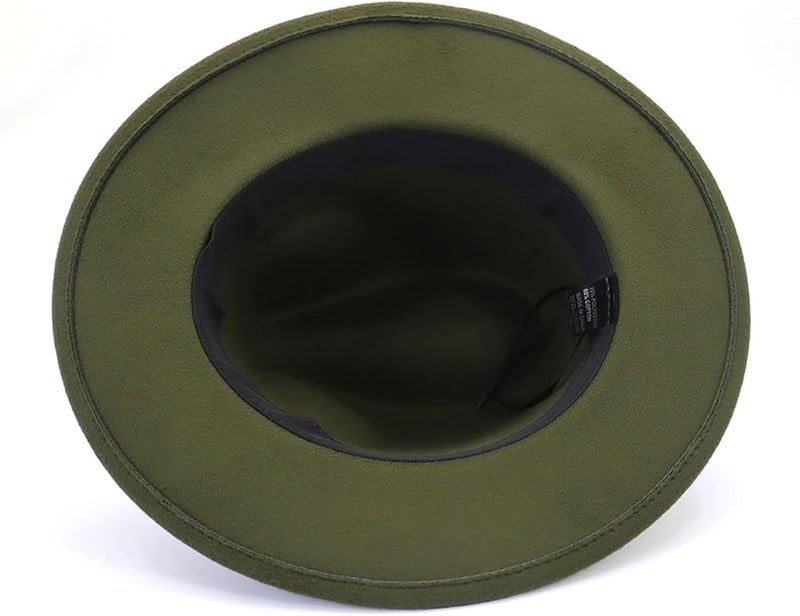 CCAKXCJJ Fedora Hats for Men Women Felt Jazz Hat Wide Brim Panama Hat with Belt Buckle - Image 4